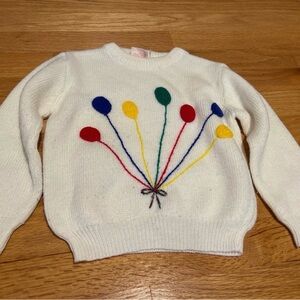 Vintage Tiny Togs by Mervyns 4T White Sweater with Colorful Balloon Design